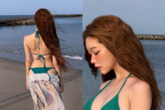 「夏の女神すぎる」日本出身K-POPアイドル、淡路島で海辺に映えるビキニ姿を公開
