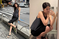 東京・神田の何気ない路地をグラビアに変える存在感…オールブラック姿に視線集中